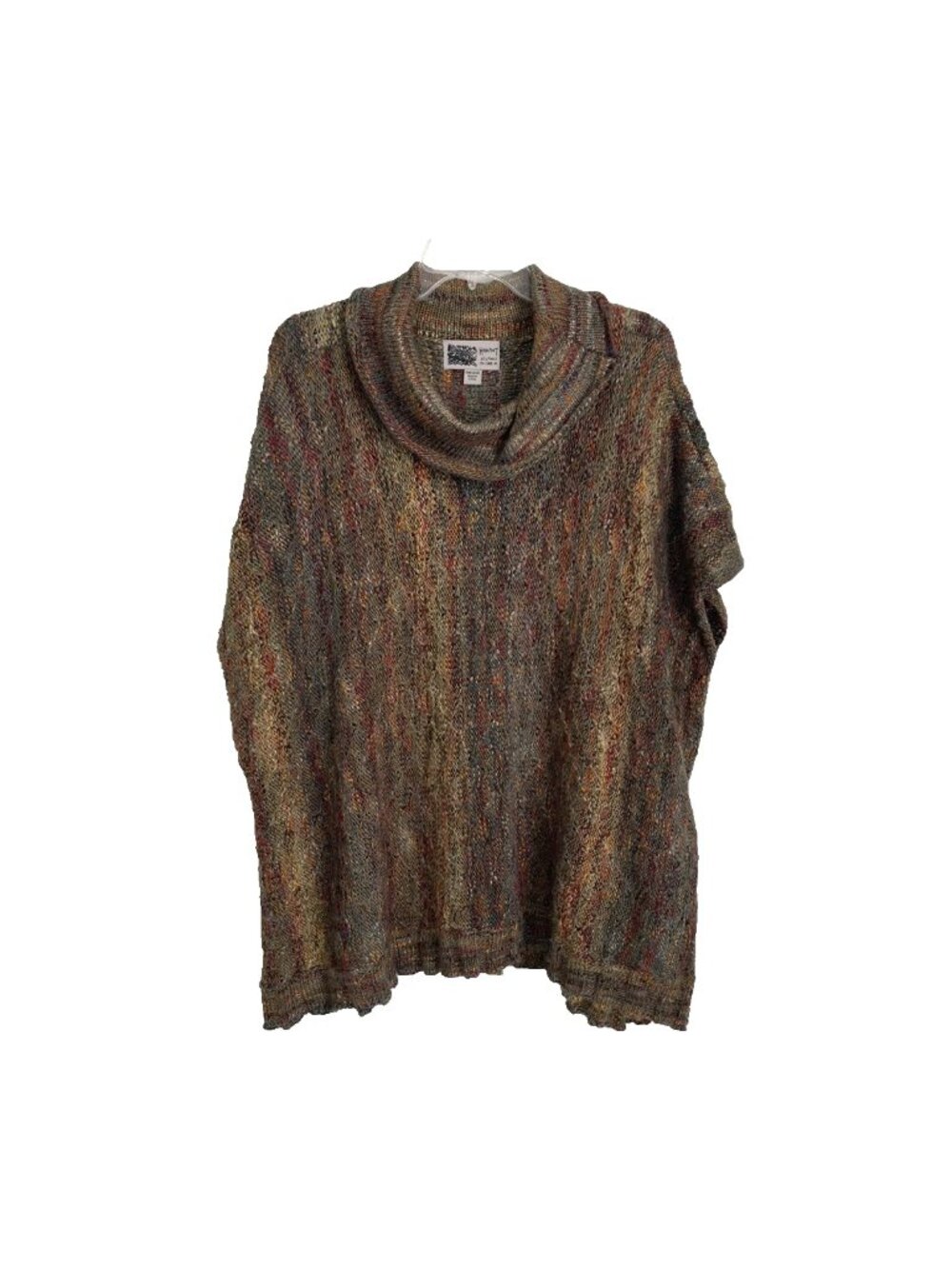 Habitat Multicolor Knitted Cowl Neck Pullover Poncho Relaxed Fit